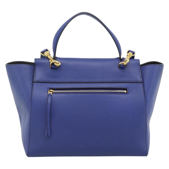 CELINE Belt bag Hand Bag Leather 2way Blue Gold Auth 183709M