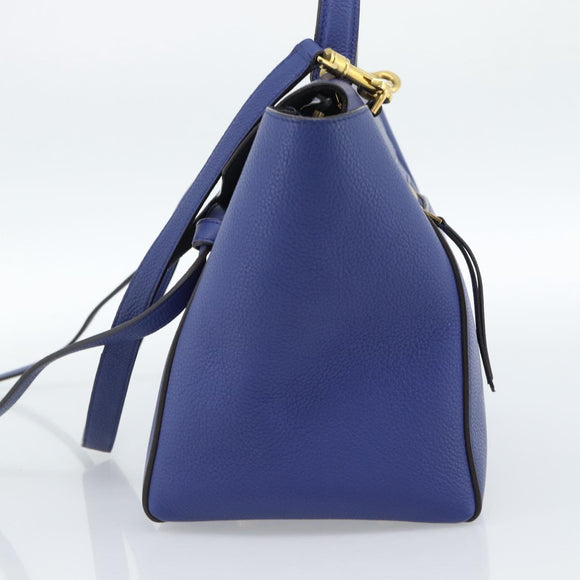 CELINE Belt bag Hand Bag Leather 2way Blue Gold Auth 183709M