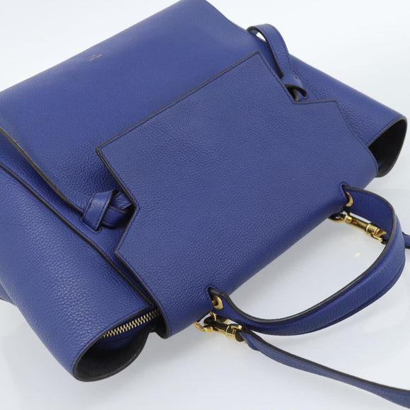 CELINE Belt bag Hand Bag Leather 2way Blue Gold Auth 183709M