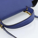 CELINE Belt bag Hand Bag Leather 2way Blue Gold Auth 183709M-7