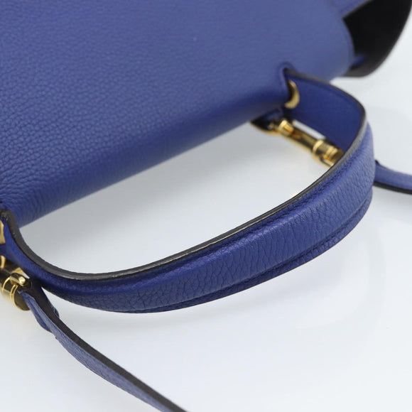 CELINE Belt bag Hand Bag Leather 2way Blue Gold Auth 183709M
