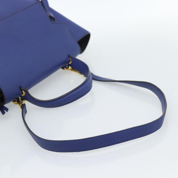 CELINE Belt bag Hand Bag Leather 2way Blue Gold Auth 183709M