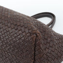 BOTTEGA VENETA INTRECCIATO Cabas MM Hand Bag Leather Brown Gold Auth 183710V-9