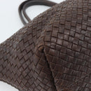 BOTTEGA VENETA INTRECCIATO Cabas MM Hand Bag Leather Brown Gold Auth 183710V-14