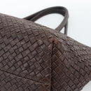 BOTTEGA VENETA INTRECCIATO Cabas MM Hand Bag Leather Brown Gold Auth 183710V-15