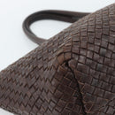 BOTTEGA VENETA INTRECCIATO Cabas MM Hand Bag Leather Brown Gold Auth 183710V-16