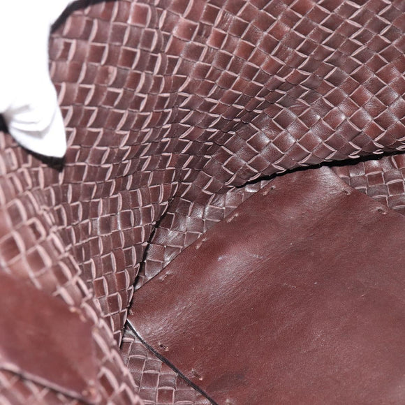 BOTTEGA VENETA INTRECCIATO Cabas MM Hand Bag Leather Brown Gold Auth 183710V
