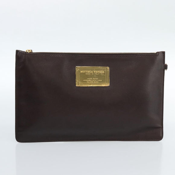 BOTTEGA VENETA INTRECCIATO Cabas MM Hand Bag Leather Brown Gold Auth 183710V