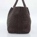BOTTEGA VENETA INTRECCIATO Cabas MM Hand Bag Leather Brown Gold Auth 183710V-3