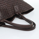 BOTTEGA VENETA INTRECCIATO Cabas MM Hand Bag Leather Brown Gold Auth 183710V-7