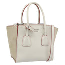 PRADA Handtasche Leder 2-Wege Weiß Silber Auth 183712M-1