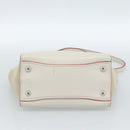 PRADA Handtasche Leder 2-Wege Weiß Silber Auth 183712M-11