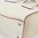 PRADA Handtasche Leder 2-Wege Weiß Silber Auth 183712M-12