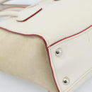 PRADA Handtasche Leder 2-Wege Weiß Silber Auth 183712M-13