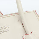 PRADA Handtasche Leder 2-Wege Weiß Silber Auth 183712M-16
