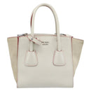 PRADA Handtasche Leder 2-Wege Weiß Silber Auth 183712M-2