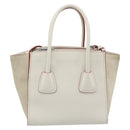 PRADA Handtasche Leder 2-Wege Weiß Silber Auth 183712M-3