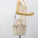 PRADA Handtasche Leder 2-Wege Weiß Silber Auth 183712M-31