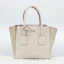 PRADA Handtasche Leder 2-Wege Weiß Silber Auth 183712M-32