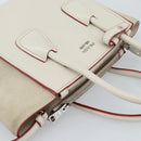 PRADA Handtasche Leder 2-Wege Weiß Silber Auth 183712M-6