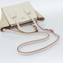 PRADA Handtasche Leder 2-Wege Weiß Silber Auth 183712M-9