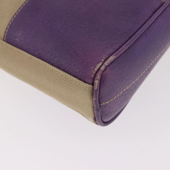 PRADA Umhängetasche Canvas Beige Silber Auth 183714