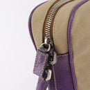 PRADA Umhängetasche Canvas Beige Silber Auth 183714-18