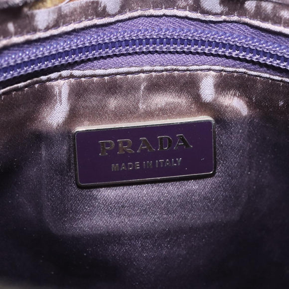PRADA Umhängetasche Canvas Beige Silber Auth 183714