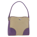 PRADA Umhängetasche Canvas Beige Silber Auth 183714-1
