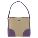 PRADA Umhängetasche Canvas Beige Silber Auth 183714-13