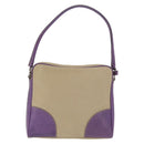 PRADA Umhängetasche Canvas Beige Silber Auth 183714-2