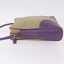 PRADA Umhängetasche Canvas Beige Silber Auth 183714-4