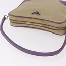 PRADA Umhängetasche Canvas Beige Silber Auth 183714-7