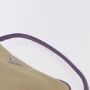 PRADA Umhängetasche Canvas Beige Silber Auth 183714-8
