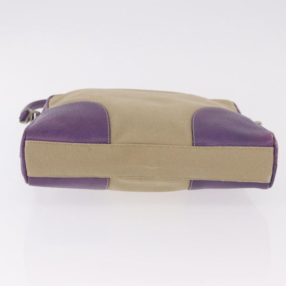 PRADA Umhängetasche Canvas Beige Silber Auth 183714