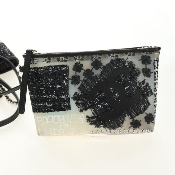 CHANEL Patchwork Tote Bag rubber Black Silver CC Auth 183715SAV