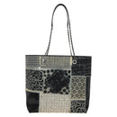 CHANEL Patchwork Tote Bag rubber Black Silver CC Auth 183715SAV-2