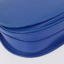 CARTIER Must Line Shoulder Bag Leather Blue Gold Auth 183718V-14