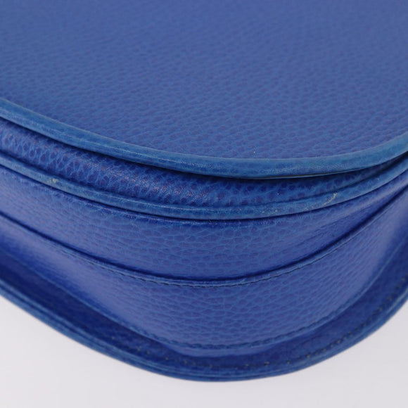 CARTIER Must Line Shoulder Bag Leather Blue Gold Auth 183718V