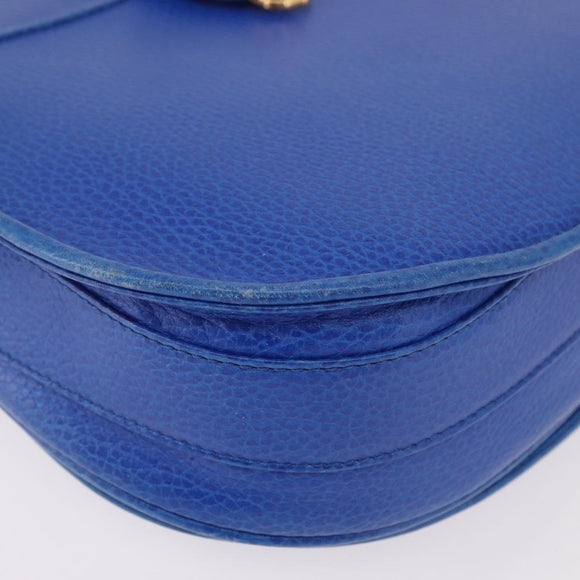 CARTIER Must Line Shoulder Bag Leather Blue Gold Auth 183718V