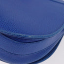 CARTIER Must Line Shoulder Bag Leather Blue Gold Auth 183718V-9