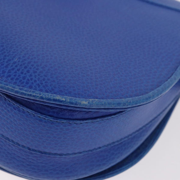 CARTIER Must Line Shoulder Bag Leather Blue Gold Auth 183718V