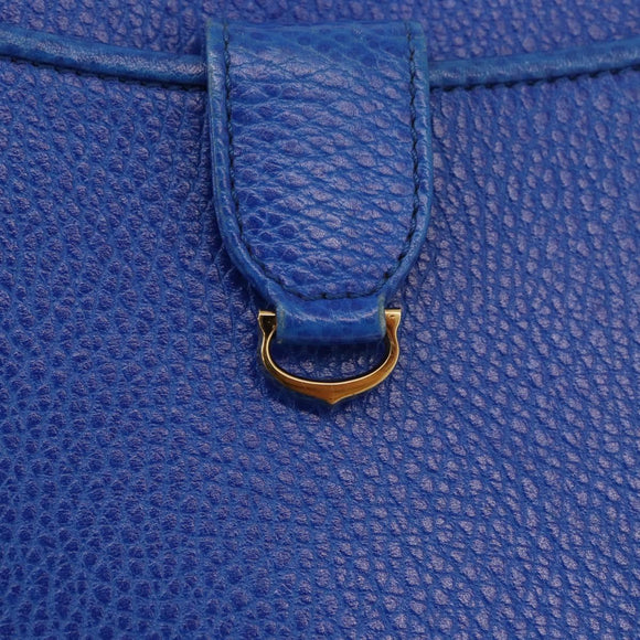 CARTIER Must Line Shoulder Bag Leather Blue Gold Auth 183718V
