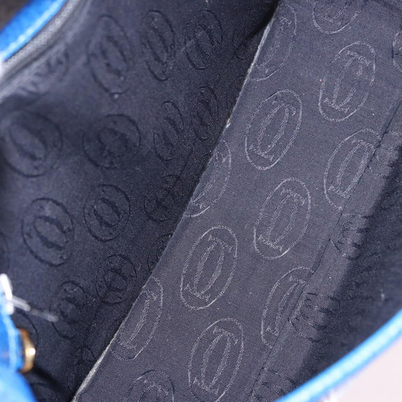 CARTIER Must Line Shoulder Bag Leather Blue Gold Auth 183718V