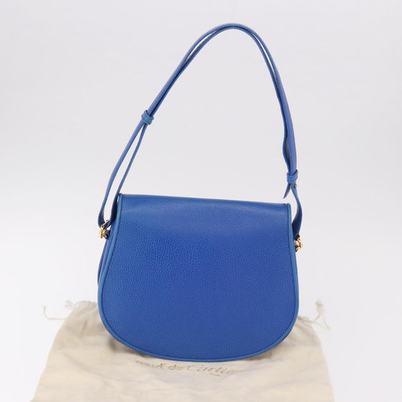 CARTIER Must Line Shoulder Bag Leather Blue Gold Auth 183718V