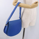 CARTIER Must Line Shoulder Bag Leather Blue Gold Auth 183718V-23
