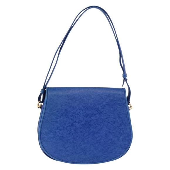 CARTIER Must Line Shoulder Bag Leather Blue Gold Auth 183718V