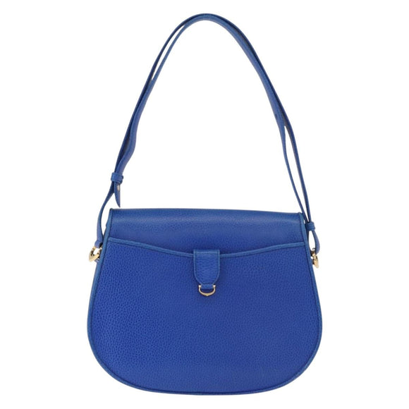 CARTIER Must Line Shoulder Bag Leather Blue Gold Auth 183718V