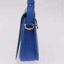 CARTIER Must Line Shoulder Bag Leather Blue Gold Auth 183718V-3