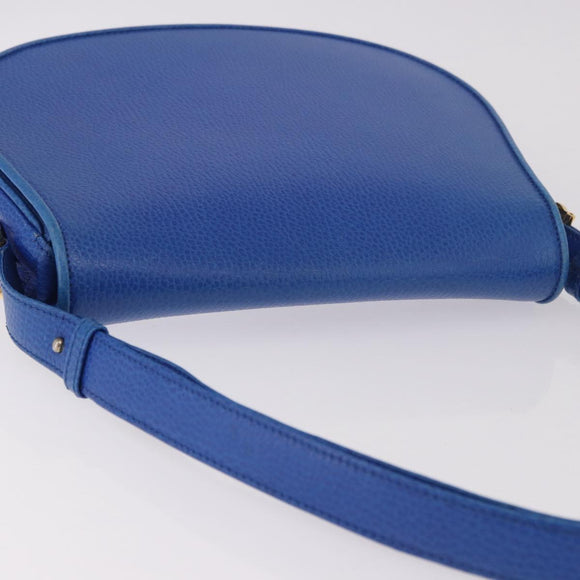 CARTIER Must Line Shoulder Bag Leather Blue Gold Auth 183718V